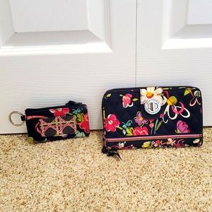 Vera Bradley Ribbons Turnlock Wallet & Zip ID